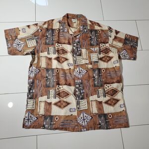 KING SIZE SHIRT BROWN SHORT SLEEVE LINEN/COTTON SIZE 2XL